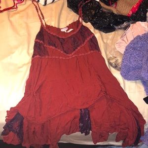 Intimately Free People maroon & plum asymetrical tank nwot XS